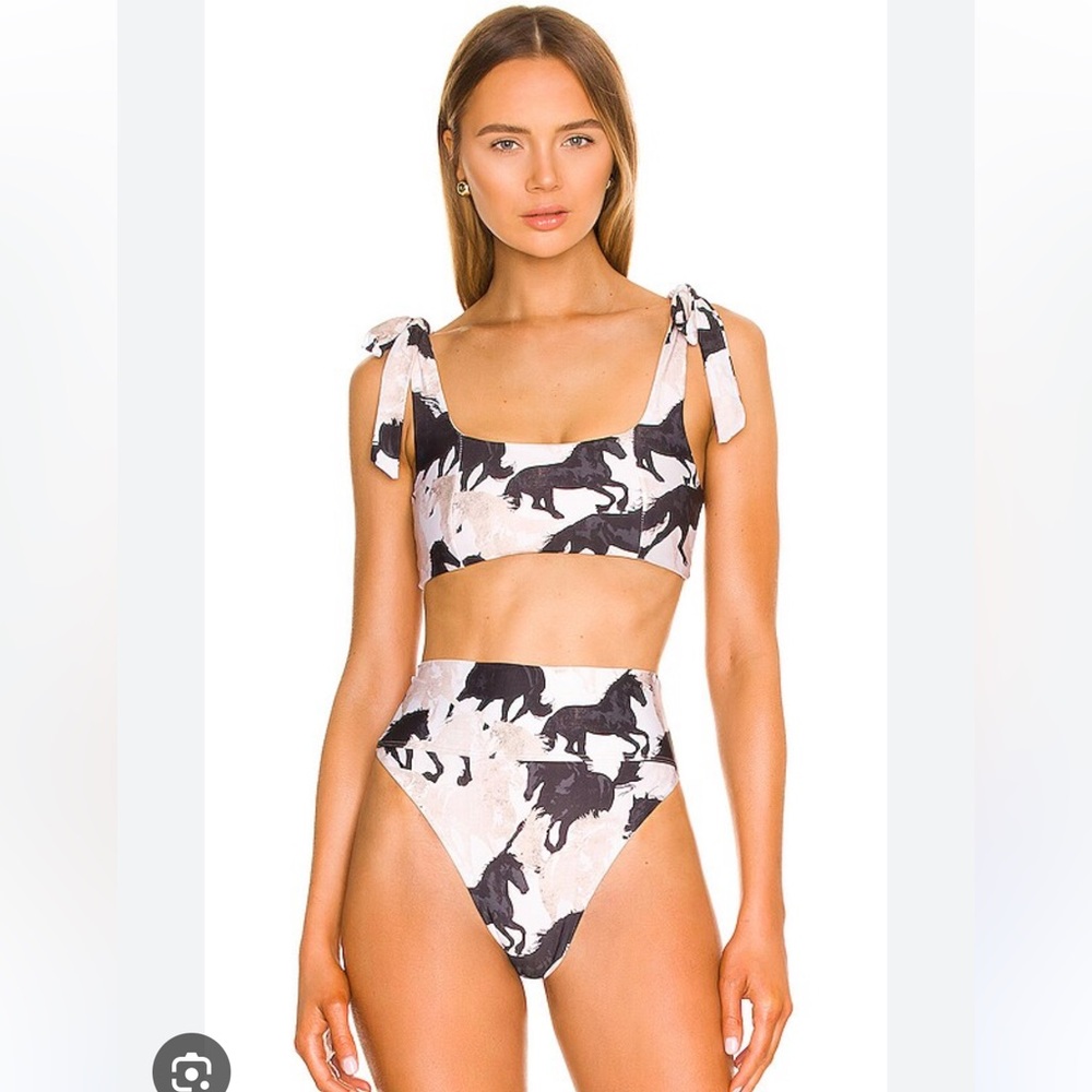 NWT Beach Riot Taupe Horse Bikini SET (Avalon top + highway bottom) M 🐴🐎👙